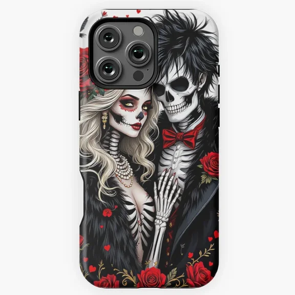 Gothic Skeleton Dark Lovers Protective Case for iPhone 11 12 13 14 15 16 17 Pro Max