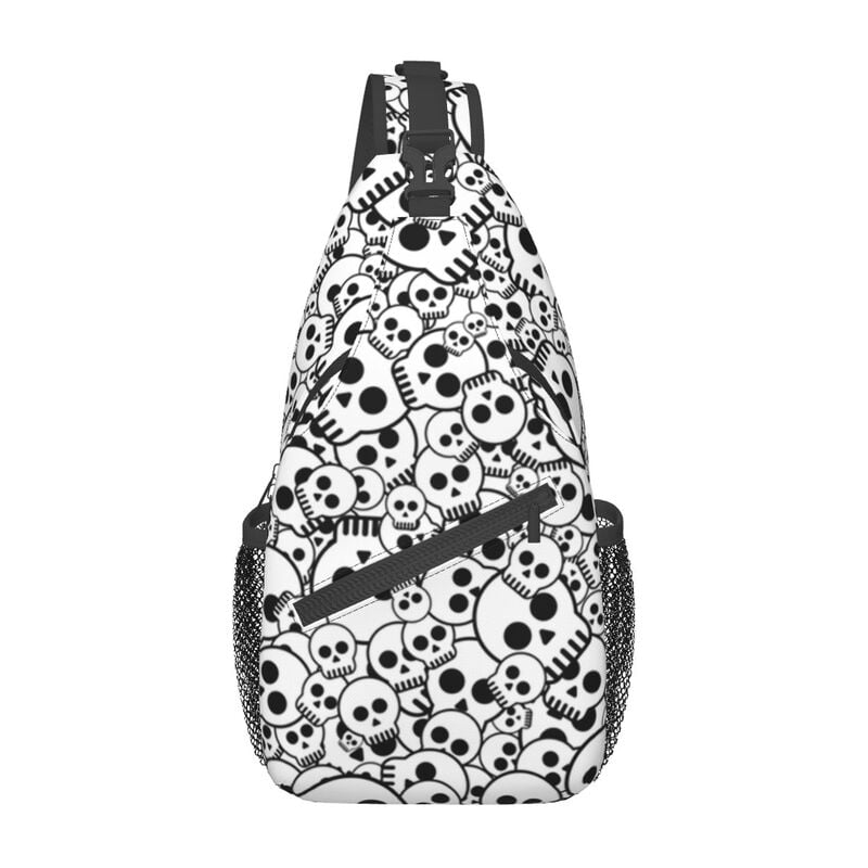 Gothic Skeleton Death Skull Sling Chest Bag Custom Shoulder Crossbody ...