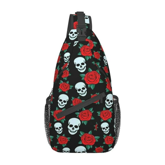 Gothic Skeleton Death Skull Sling Chest Bag Custom Shoulder Crossbody Backpack for Men Traveling Daypack