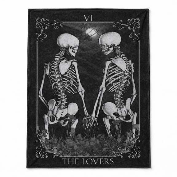 Gothic Skeleton Fleece Throw Blanket, Soft 280 Gsm Polyester, Gothic Decor for Couch Sofa Bed