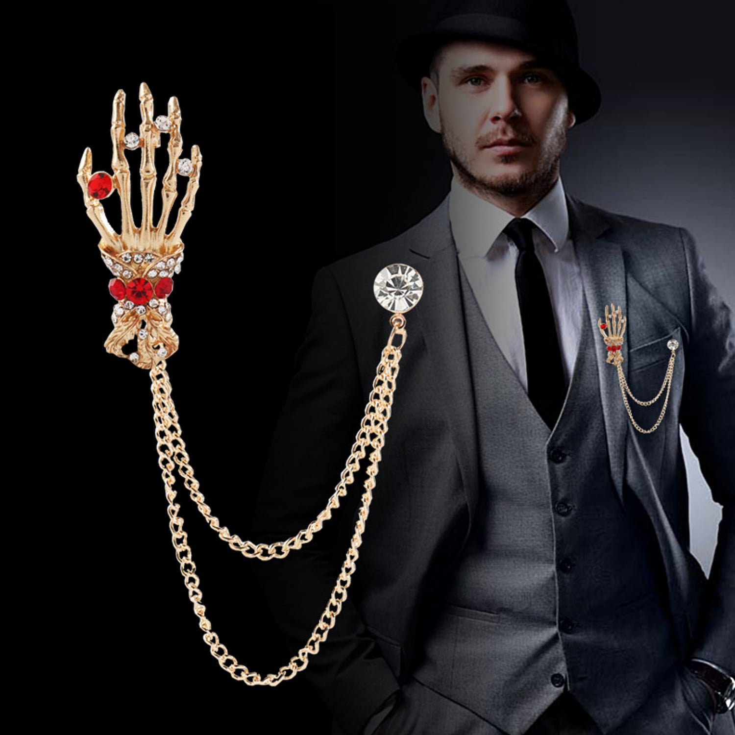 Gothic Skeleton Hand Brooch Pins,Brooch for men,Brooch for Men's suit ...