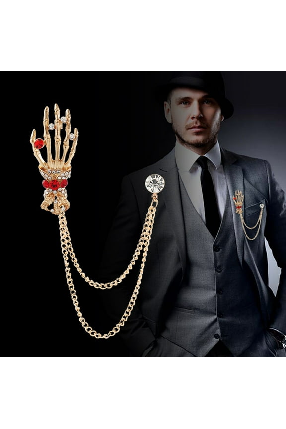 Gothic Skeleton Hand Brooch Pins,Brooch for men,Brooch for Men's suit,Husband Boyfriend Valentine's Day Anniversary Birthday Gift(Golden)