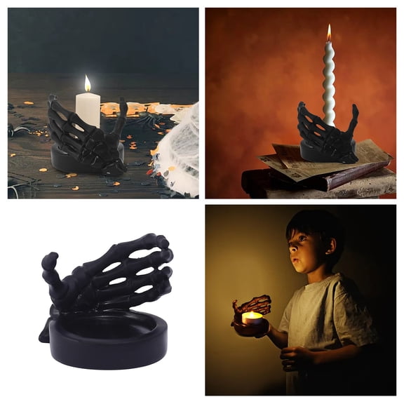 Gothic Skeleton Hand Candle Holder Decoration, Resin Witch Finger Candlestick for Halloween, Scary Skeleton Hand Candle Stand for Table Centerpiece Home Decoration