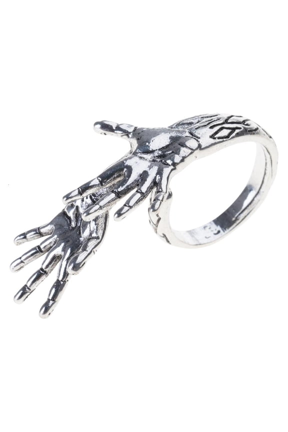 Gothic Skeleton Hands Design Ring Unisex Fashion Jewelry Alloy Craftsmanship Finger Accessories Perfect For Daily Wear