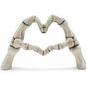 Gothic Skeleton Heart Hands Sculpture, 9.3" Resin Skeleton Statue for Shelf & Desk, Dark Academia Bookshelf Decor, Spooky Aesthetic Halloween Home Decor, Unique Gothic Couple Gift