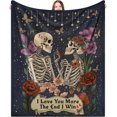 Gothic Skeleton Kissing Romantic Couple Blanket With Roses And ...