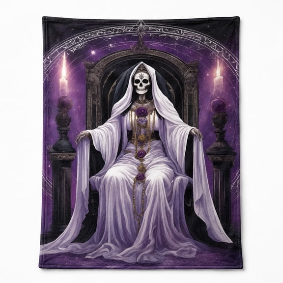 Gothic Skeleton Queen Fleece Blanket, Purple Throne 280 GSM Polyester Throw