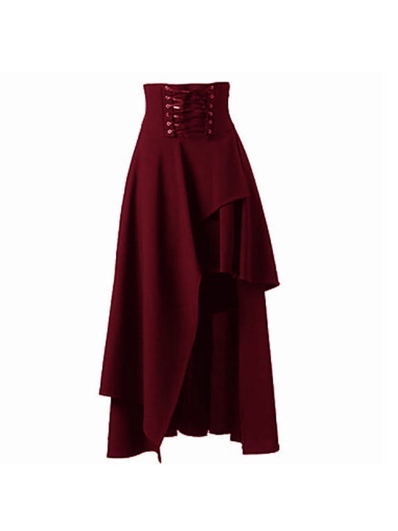 Gothic Skirt Women's Skirt Steampunk High Waist Walking Skirt Vintage A Line Skirt Irregular Skirt
