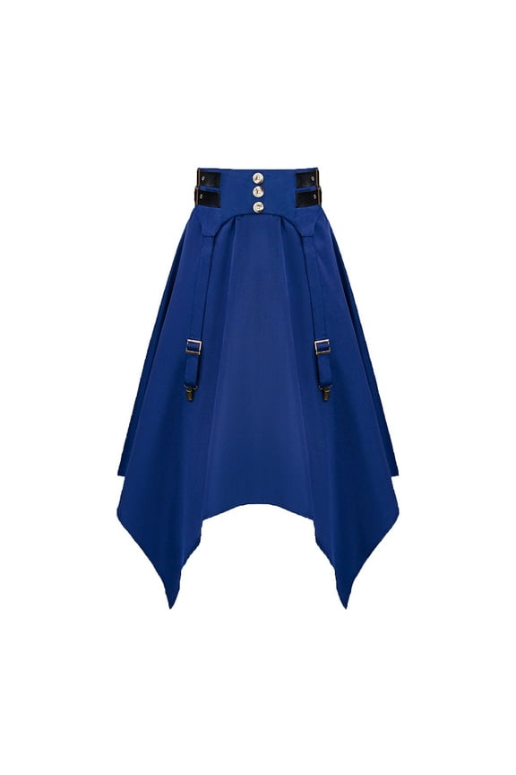 Gothic Skirt for Women Steampunk Asymmetrical Handkerchief Hem High Waist A-Linen Skirts Halloween Cosplay Costume