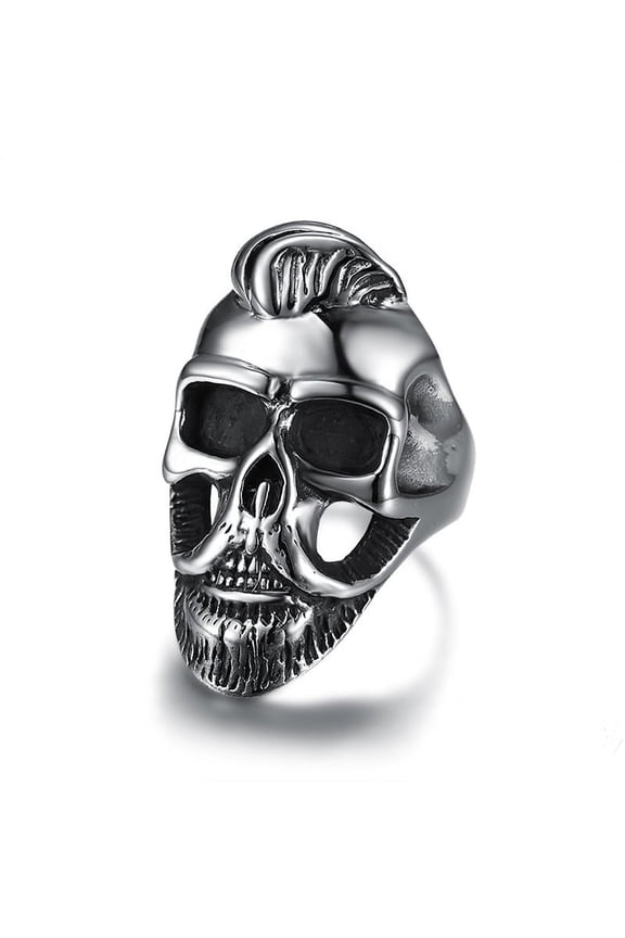 Gothic Skull 14K White Gold Pendant Necklace Men's Fashion Biker Black Gun Plated Necklace Party Club Jewelry Gift