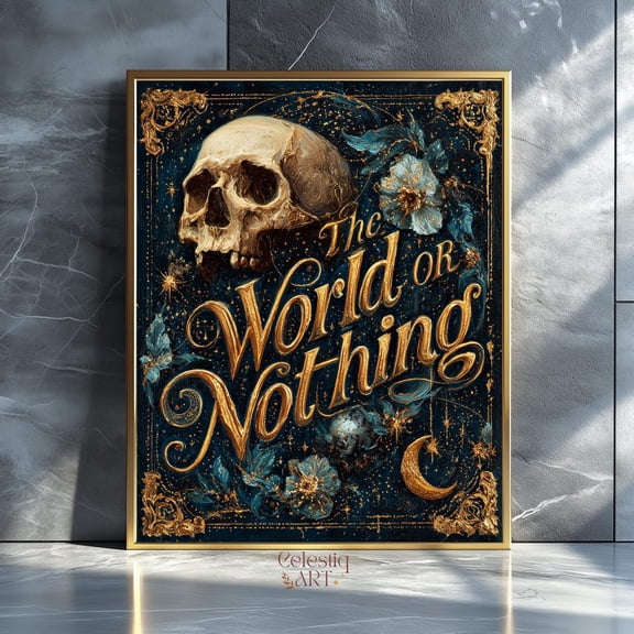 Gothic Skull Art Print: Dark Academia Occult Decor Digital Download, Unframed Canvas Size 16x24