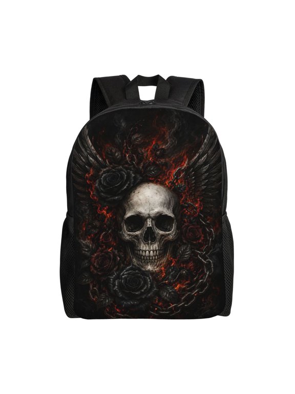 Gothic Skull Backpack Full Front Print Travel Laptop Bag for Men and Women