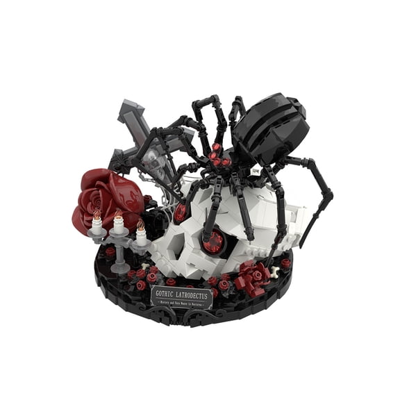 Gothic Skull Black Spider Building Set with Rose Cross Building Blocks Toy Gift 859 Pcs