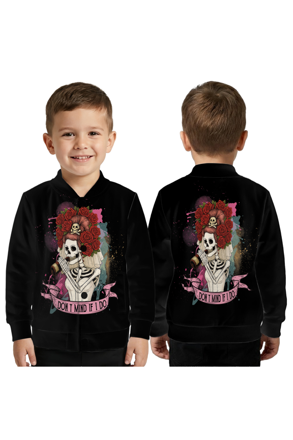 Gothic Skull Bride Baseball Jacket – Skeleton & Red Rose Floral Baseball Jacket, Alternative Punk Style Black Baseball Jacket