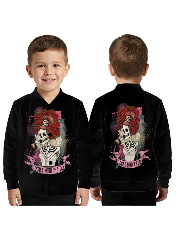 Gothic Skull Bride Baseball Jacket – Skeleton & Red Rose Floral Jacket, Alternative Punk Style Black Coat, Gothic Skull Lovers Gift