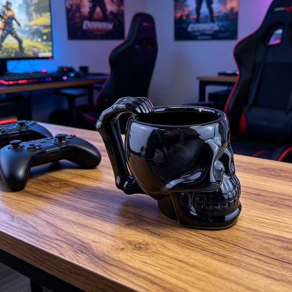 Gothic Skull Ceramic Mug with Cracked Texture Vintage Style Coffee Cup for Halloween Decor Spooky Beverage Drinkware Unique Home Bar Accessory and Themed Party Gift Idea