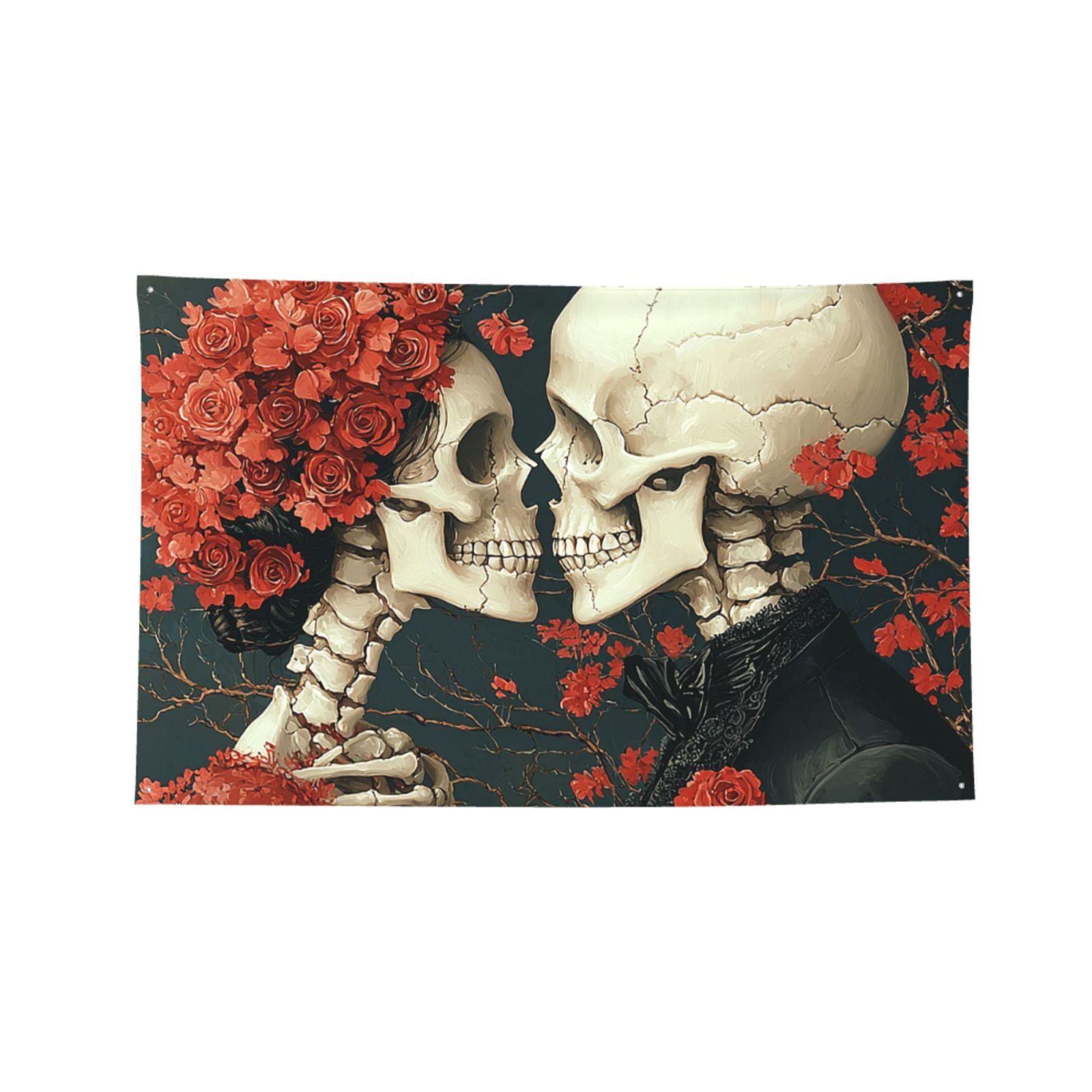 Gothic Skull Couple Four Hole Decorated Banner Flag for Garden Yard Home Decoration Indoor Outdoor 4x6 Ft