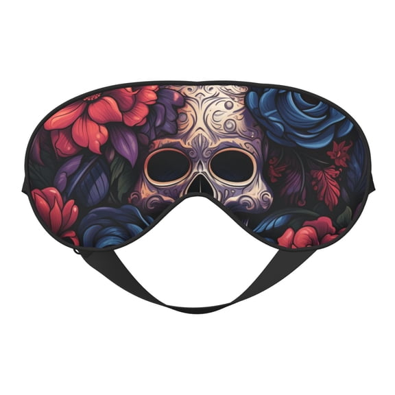 Gothic Skull Day Of The Dead Art Soft Faux Silk Sleep Mask, Eye Mask, Reversible Double-Sided for Travel, Shift Work, Meditation