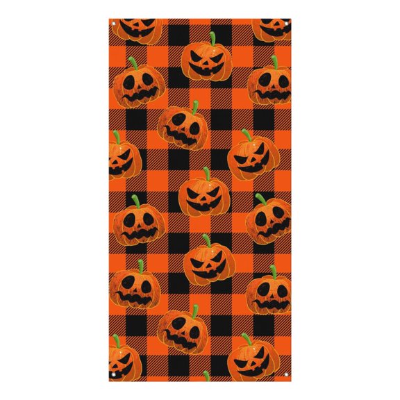 Gothic Skull Door Cover - Spider Cobweb Design Halloween Door Banner 70.8x35.4 Inches for Privacy & Light Blocking