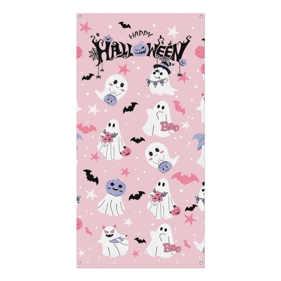 Gothic Skull Door Cover - Spider Cobweb Design Halloween Door Banner 70.8x35.4 Inches for Privacy & Light Blocking