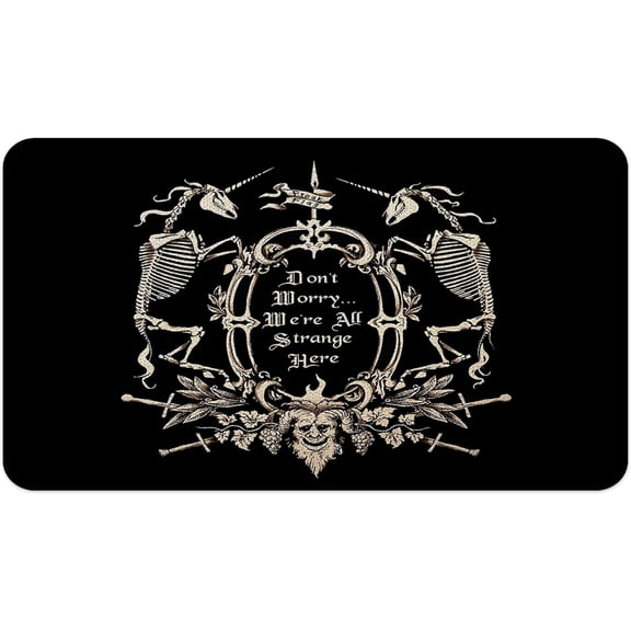 Gothic Skull Door Mat - 30 X 17 Inch Non-Slip Goth Welcome Mat, Spooky Door Mat Outdoor, Goth Decor, Gothic Rug