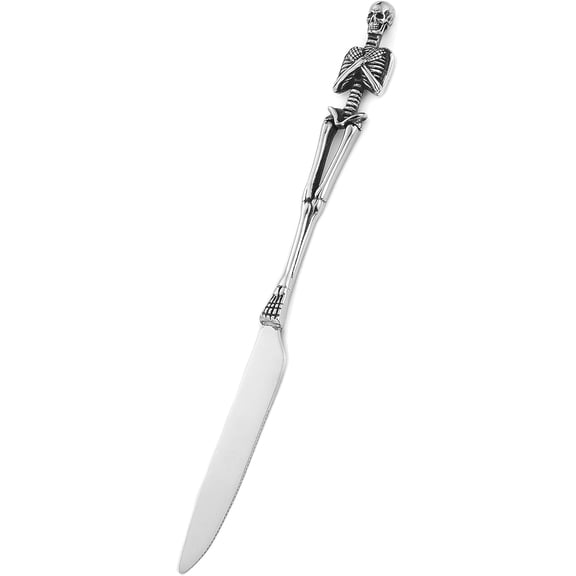 Gothic Skull Flatware: Dinner Knife, Dinner Fork, Soup Spoon & 3-Piece Place Setting, Stainless Steel Cutlery Set for Home Kitchen, Halloween Table Decor