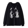 thumbnail image 1 of Gothic Skull Graphic Hoodie Y2K Butterfly Zipper Sweatshirt Unisex Oversized Casual Pullover, 1 of 3