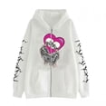 thumbnail image 1 of Gothic Skull Graphic Print Hoodie Y2K Punk Style Sweatshirt Unisex Oversized Zip-Up Hooded Sweatshirt, 1 of 3