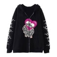thumbnail image 1 of Gothic Skull Graphic Print Hoodie Y2K Punk Style Sweatshirt Unisex Oversized Zip-Up Hooded Sweatshirt, 1 of 3