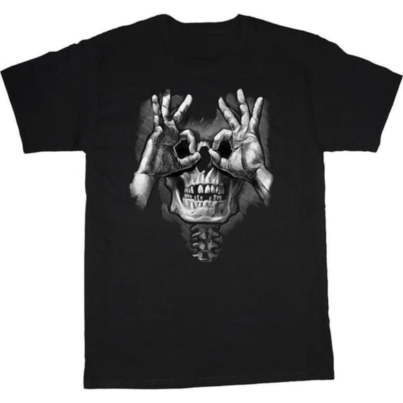 Gothic Skull Graphic Tee Edgy T Shirt Tops Short Sleeve Round Neck Fashion Casual Black S-5XL
