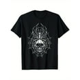 thumbnail image 1 of Gothic Skull Graphic Tee T Shirt Top Spider Web Bat Wing Design Cotton Short Sleeve Round Neck Black S-5XL, 1 of 5