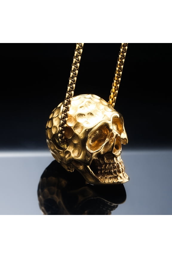 Gothic Skull Head Pendant Necklace 14K White Gold Golden Chain Men Women Halloween Jewelry Gift