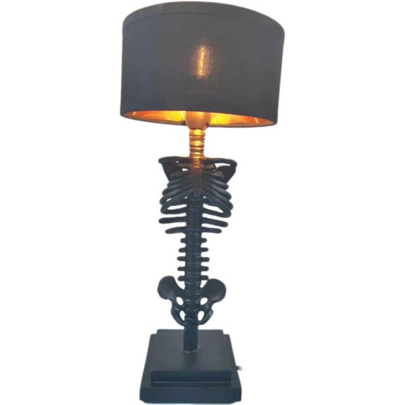 Gothic Skull Lamp for Festival - 5W USB Art Deco Skeleton Table Light, Spooky Resin Novelty Decor with Funky Whimsical Design, Unique Gothic Decorate for Party/Home Office (Black)
