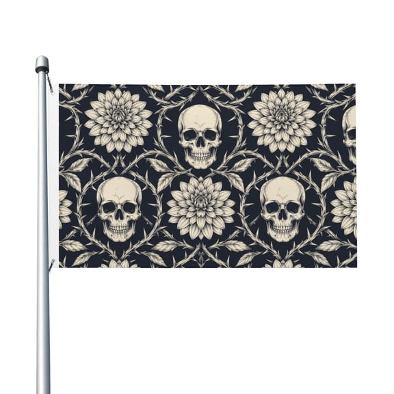 Gothic Skull Line Art Flag 3X5 Ft Garden Yard House Flags Banner Sign Outdoor Indoor Party Home Garden Decoration