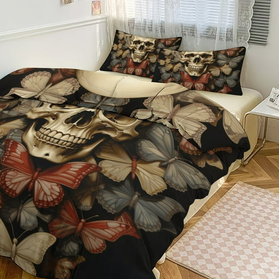 Gothic Skull Lover Bedding Sets Twin Duvet Cover 3 Piece Cute Bed Set for Boys Girls Kid