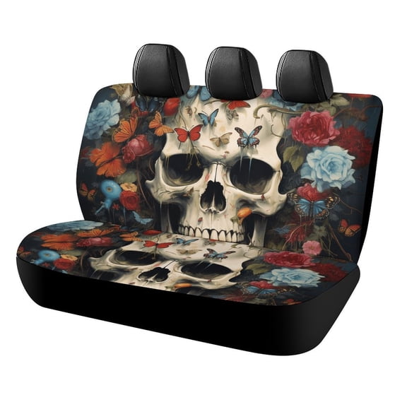 Gothic Skull Lover Car Accessories Bench Seat Covers for Cars Print Car Seat Protector Cover for Rear Universal Fit