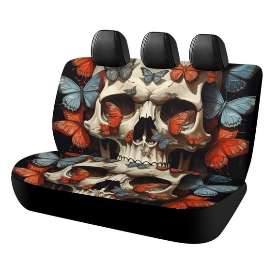 Gothic Skull Lover Car Accessories Bench Seat Covers for Cars Print Car Seat Protector Cover for Rear Universal Fit