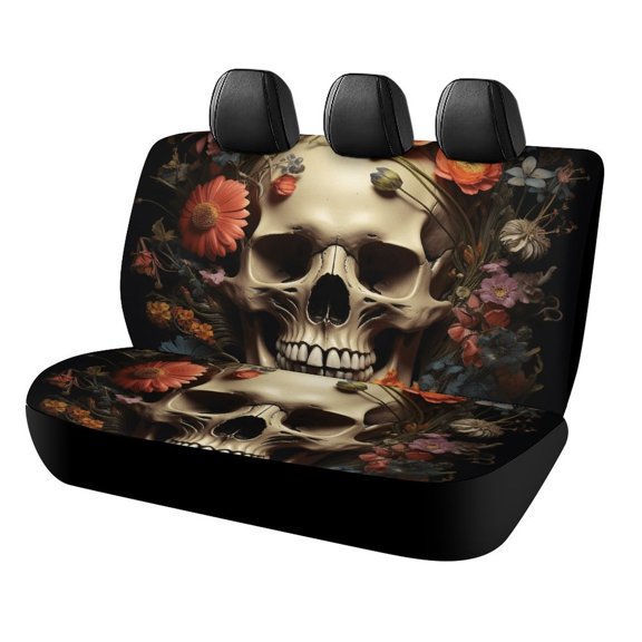 Gothic Skull Lover Car Accessories Bench Seat Covers for Cars Print Car Seat Protector Cover for Rear Universal Fit
