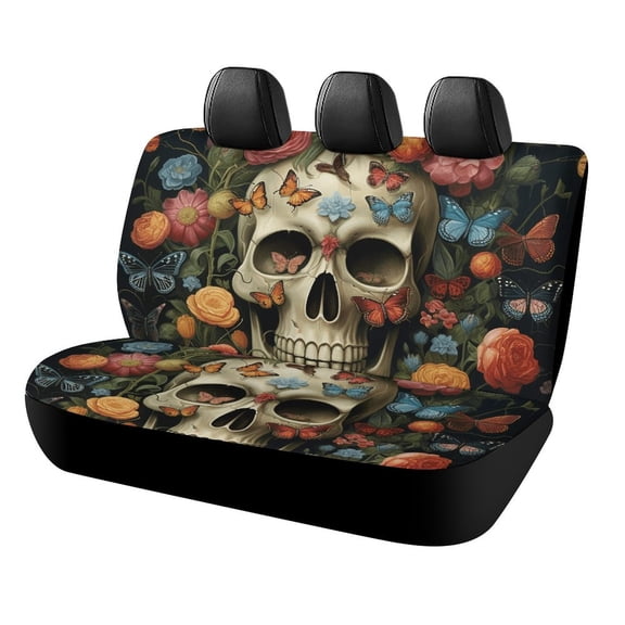 Gothic Skull Lover Car Accessories Bench Seat Covers for Cars Print Car Seat Protector Cover for Rear Universal Fit