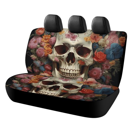 Gothic Skull Lover Car Accessories Bench Seat Covers for Cars Print Car Seat Protector Cover for Rear Universal Fit