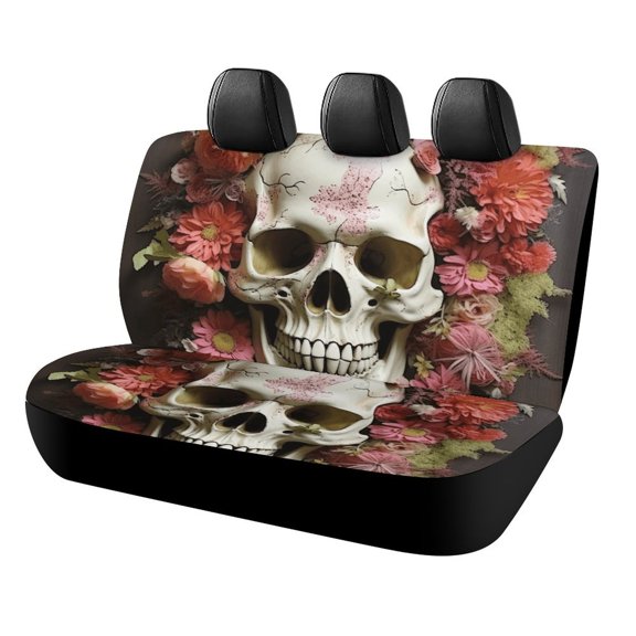 Gothic Skull Lover Car Accessories Bench Seat Covers for Cars Print Car Seat Protector Cover for Rear Universal Fit