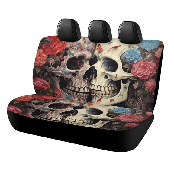 Gothic Skull Lover Car Rear Seat Cover Accessories Universal Fit Car Seat Covers Durable