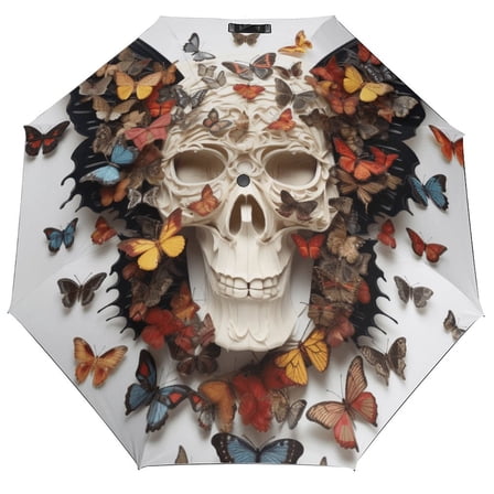Gothic Skull Lover Compact Windproof Travel Umbrella for Rain, Lightweight, Portable, Automatic, Strong, Waterproof Folding Umbrellas for Women, Men And Teenagers