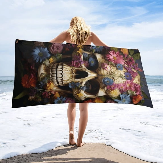 Gothic Skull Lover Microfiber Lightweight Beach Towel Quick Dry Absorbent Thin Towels for Swimming Pool Camping Beach Easy for Vacation Essentials
