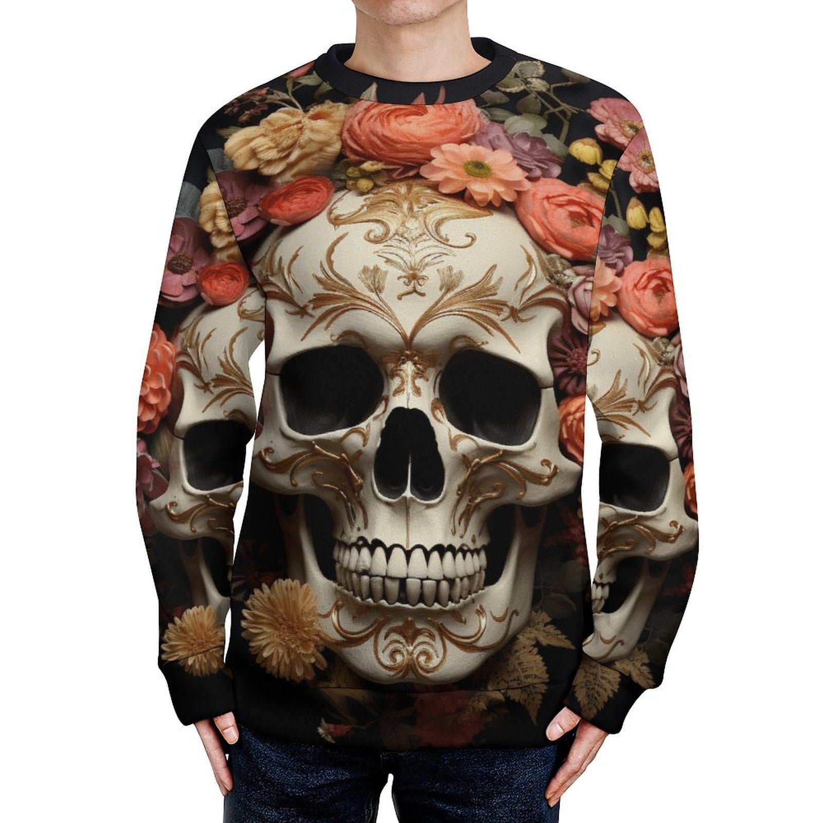 Gothic Skull Lover Neck Sweater - Walmart.com