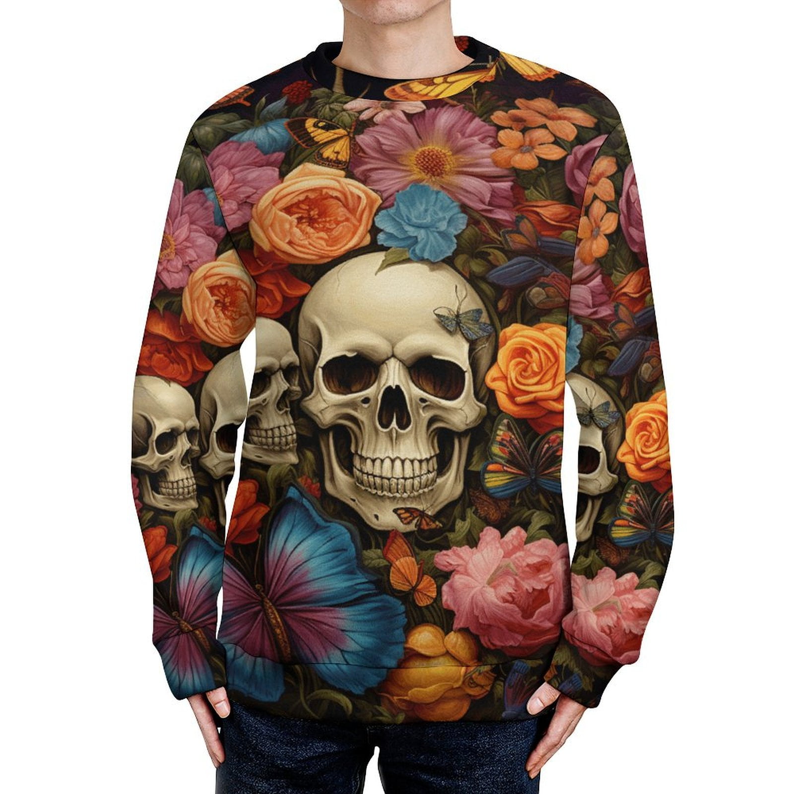 Gothic Skull Lover Neck Sweater - Walmart.com