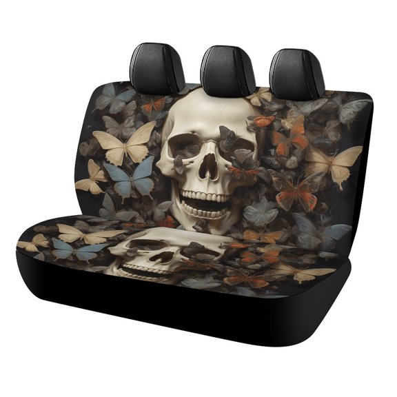 Gothic Skull Lover Print Car Accessories Car Rear Seat Covers Fashion Auto Back Seat Protector Decoration Universal Auto Interior