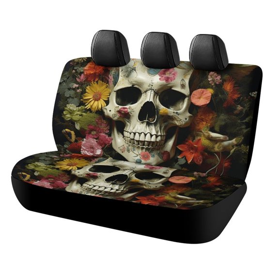 Gothic Skull Lover Print Car Accessories Car Rear Seat Covers Fashion Auto Back Seat Protector Decoration Universal Auto Interior