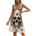 thumbnail image 1 of Gothic Skull Lover Women's Summer Dresses 2025 Beach Casual Sleeveless Floral Print Tank Loose Sundress, 1 of 8