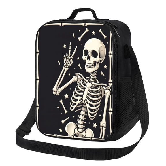 Gothic Skull Lunch Bag Insulated Reusable Lunch Box Cooler Thermal Tote Bag For Men Women Office Work Picnic Travel